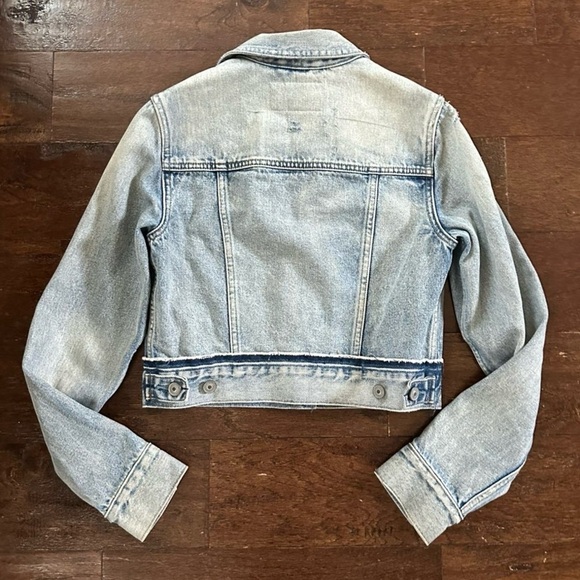 ALLSAINTS Hay Distressed Denim Jacket Blue Small EUC - Picture 10 of 15